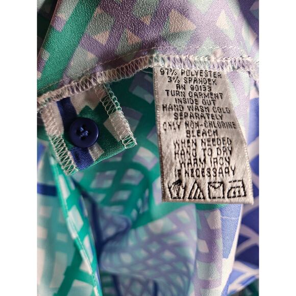 Bob Mackie Wearable Art Vintage 90's Green & Blue Grid Pattern Size Medium - Picture 3 of 8